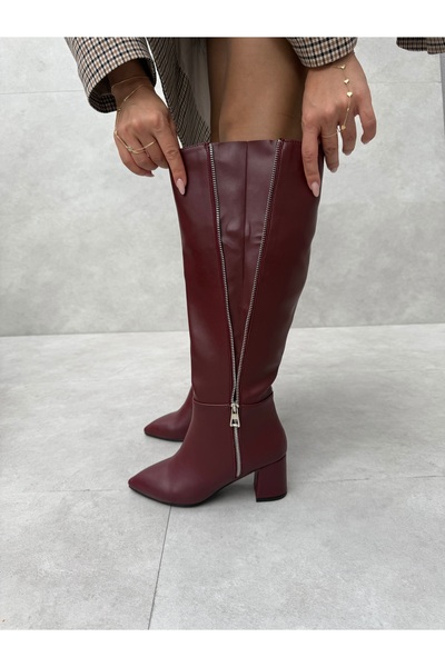 Elvinin Tarzı Maria Cherry Zippered Boots