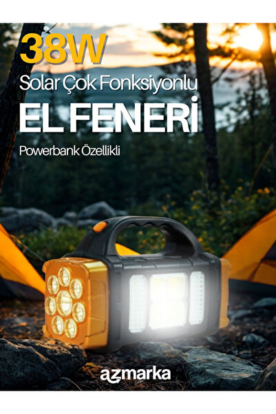 azmarka Güneş Enerjili El Feneri Led Işıkları Güneş Paneli Harici Kamp Yürüyü...