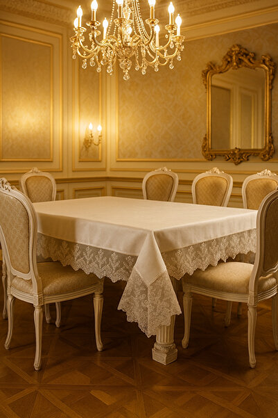 Çeyiz Bahçesi مفرش طاولة ميرا من الدانتيل الفرنسي