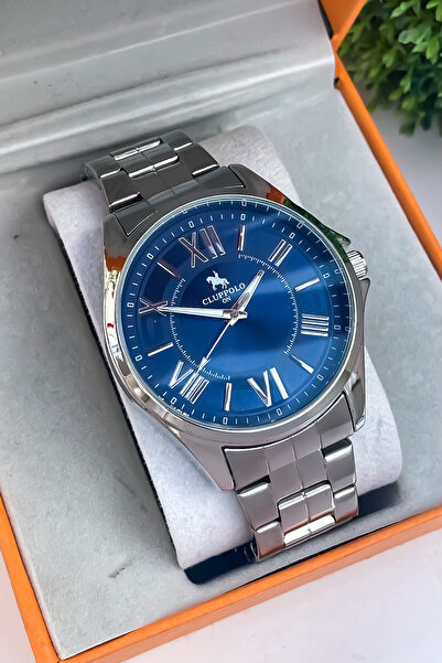 S.POLO ساعة يد رجالية جديدة موديل رياضي فضي اللون مع سوار هدية لعيد الأب هدية عيد الحب