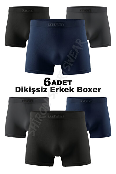Shiron Sportswear&Company 6'lı Paket Karışık Renk Dikişsiz Seamless Erkek Box...