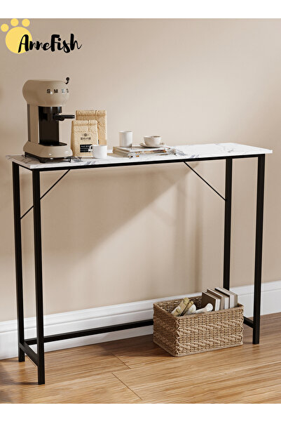 AnneFish طاولة كونسول 100*30*80 سم من الرخام الصناعي للمدخل والأريكة المنزلية...