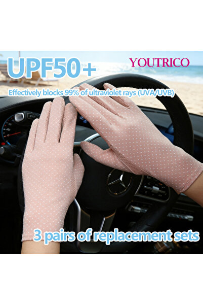 Youtrico 3 أزواج - ألوان مختلفة، واقي شمسي لأيدي النساء، يسمح بمرور الهواء، م...