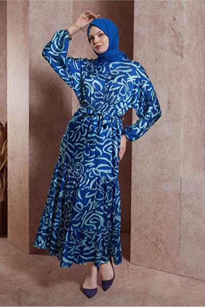 Alvina KUŞAKLI DESENLİ ELBİSE 44509