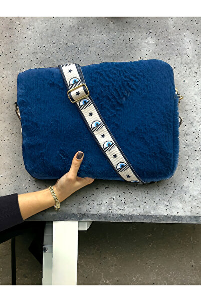 PLUSH STUDIO 13-13.3-14 Inch Peluş Macbook, Laptop Çantası Petrol Mavi