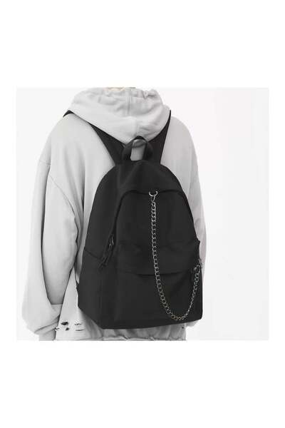 Köstebek Нова черна раница с едно отделение и верижка