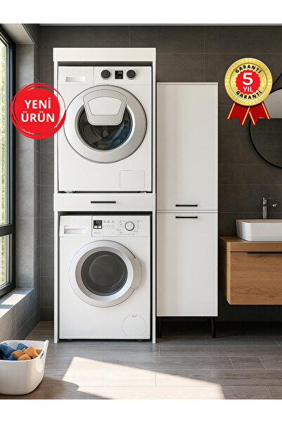dorpek Fika Çamaşır ve Kurutma Makinesi Dolabı & Singa Çok Amaçlı Dolap Beyaz