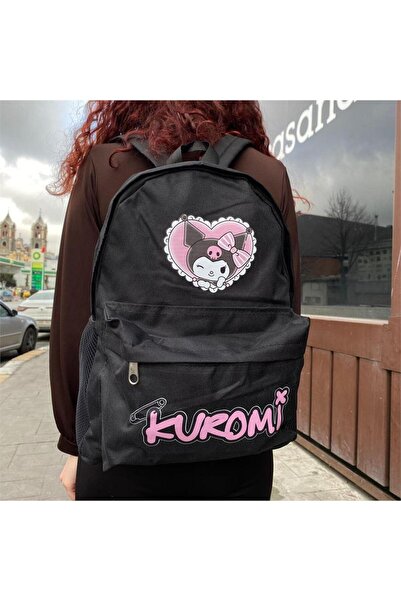 Köstebek Kuromi Heart School Backpack with Water Bottle