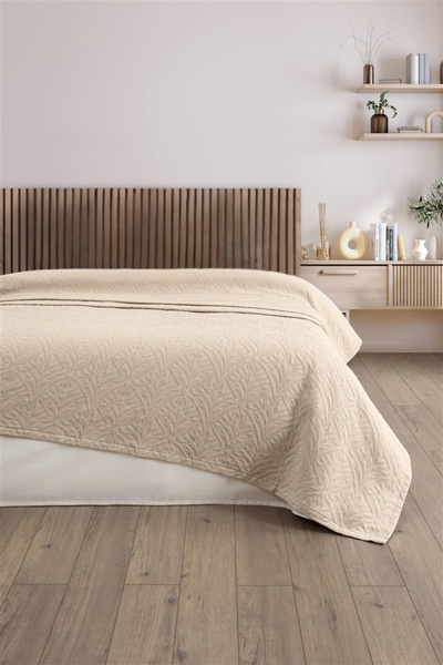 Sevim Single Jacquard Pique Bedspread - 100% Cotton Thick Pique - 160X260 cm - Beige