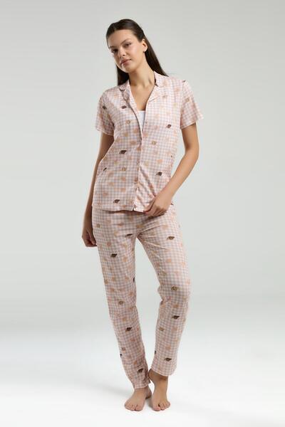 Rolypoly Roly Poly Women's Shirt Collar Front Button Short Sleeve Pajama Suit