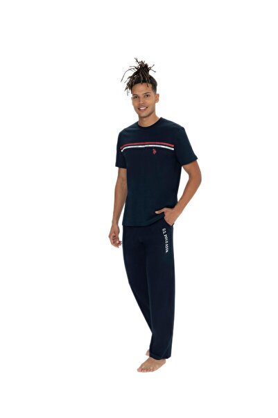 U.S. Polo Assn. Ανδρικό κοστούμι πιτζάμα με κοντό μανίκι σε μπλε ναυτικό χρώμα