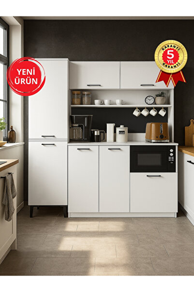 dorpek Tuco 3 Kapakli Mutfak Dolabı, Kahve Dolabı & Singa Çok Amaçlı Dolap Beyaz