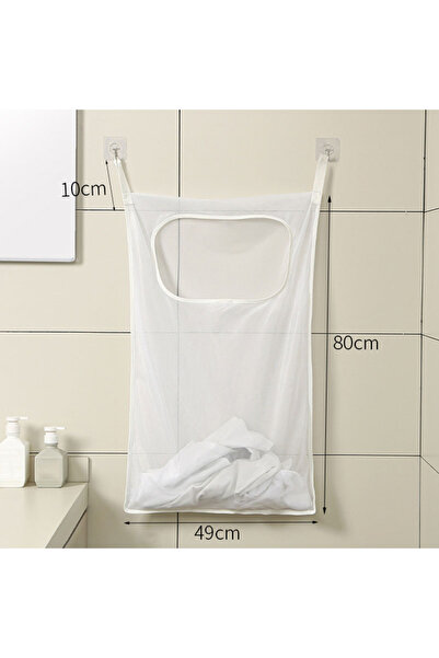 Choice سلة غسيل بيضاء شبكية تُعلق فوق الباب، منظم تخزين ملابس متسخة يُثبت على...