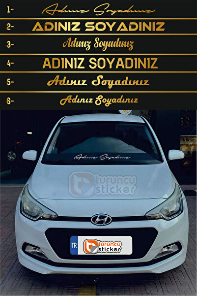 Turuncu Sticker Ad Soyad Araç Sticker-İsim Soyisim Araba Yazısı-Araç Sticker-...