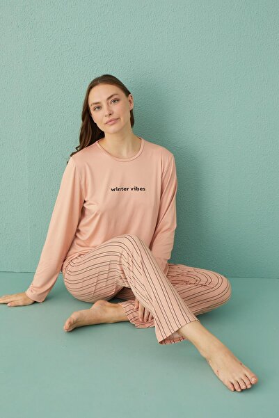 gd goldoremi 50902-26 Ženska Prugasto milanska tkanina, set pidžama dugih rukava