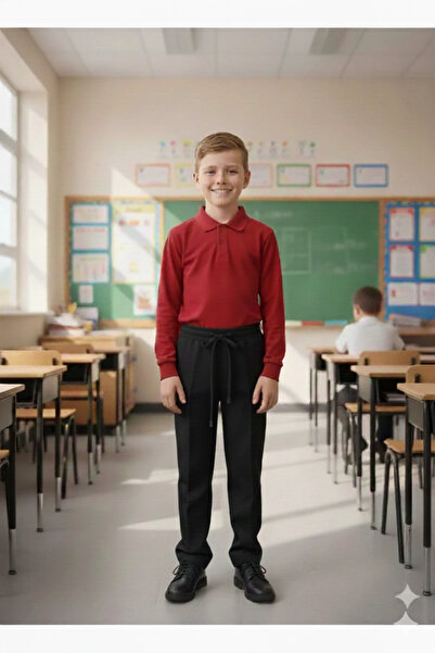 ZACHARIUZ Unisex Ribbed Lace-Up Smoked School Trousers