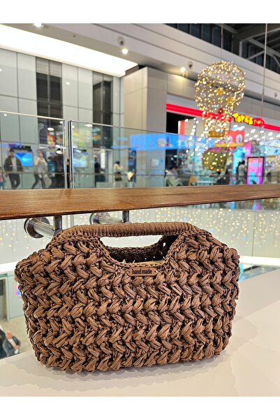 MODA Fıstık Model Hasır Çanta Portföy Çanta Şık %100 El Emeği Gizli Burslu Çanta