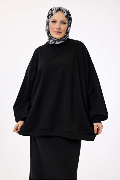 Suede Style 3044 - Rahat, Salaş Basic Kadın Uzun Sweatshirt