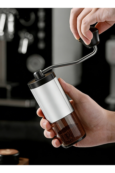 X SPRING Manual Ceramic Burr Coffee Grinder - Espresso Compatible, Hand Crank (Black)