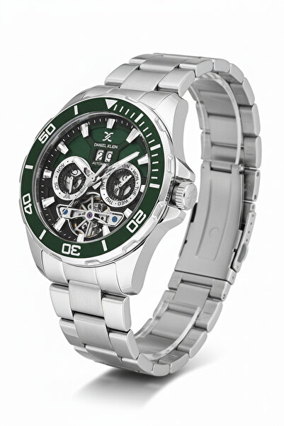 Daniel Klein Otomatik Erkek Kol Saati 43mm Gümüş Metal Kasa Yeşil Kadran 2 Yı...