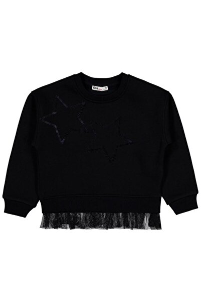 Civil Girls Yıldız Baskılı 10-13 Yaş Sweatshirt - Siyah 13-14 Yaş