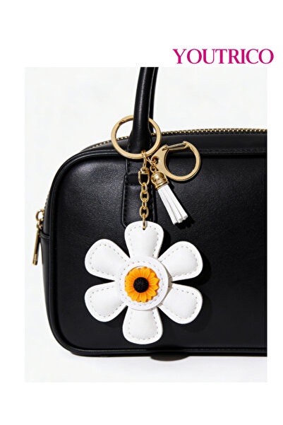 Youtrico 1pcs Leather Sunflower Cute Cartoon Handmade Bag Charm, Keychain
