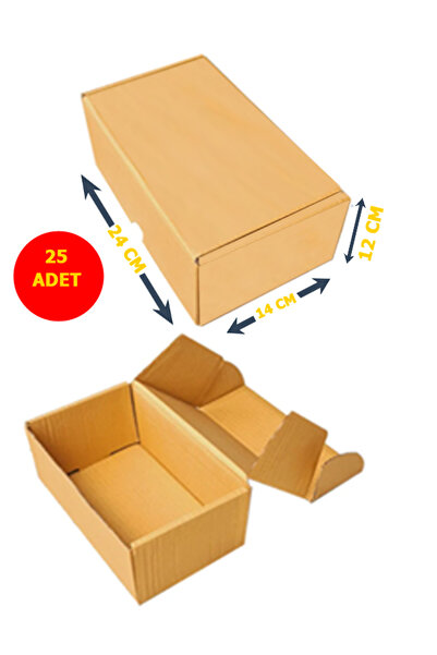 kutucum 16 X 28 X 10 CM 25 Adet Kilitli Kraft E-Ticaret Kargo Kutusu