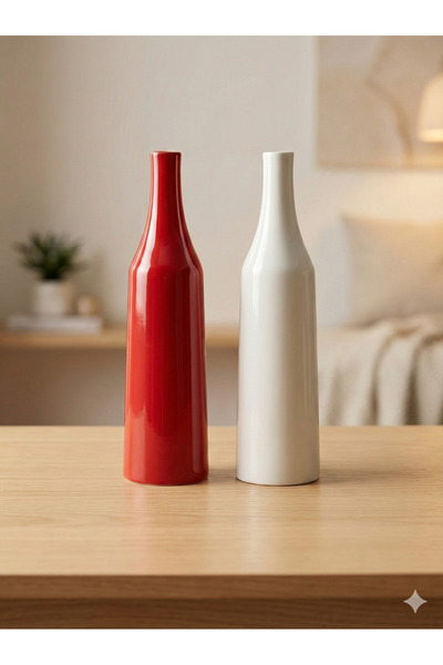 Porland Red&White 2'li Dekoratif Obje