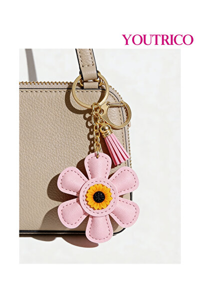 Youtrico قطعة واحدة من حقيبة جلدية مصنوعة يدويًا على شكل عباد الشمس وسلسلة مف...