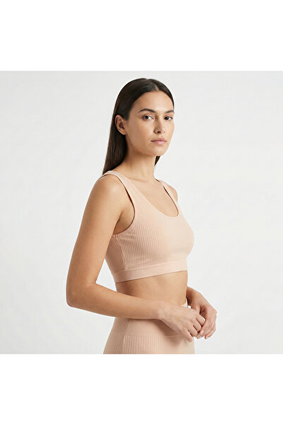 NOTTO Pudra Rengi fitilli kumaş kalın askılı çıkarılabilir göğüs pedli sporcu...