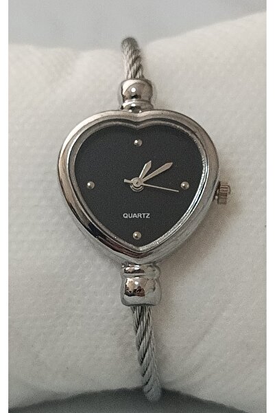 Gerçek Hediyelik Kadın Kol Saati - Şık, Minimal, Zarif, Kelepçe, Kalp Saat, K...