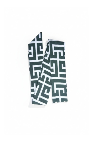 maia Antrasit Labirent Desenli Viskon Uzun Fular – 150×6 cm – Günlük Kombinle...