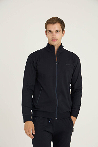 KLY طقم بدلة رياضية للرجال مصنوع من القطن بنسبة 95% بأكمام طويلة وسحاب