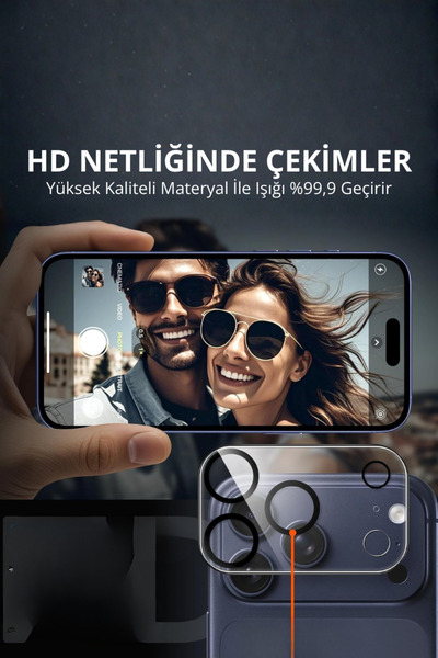 Evax [Tam Lens] iPhone 17 Pro Max Uyumlu Tek Parça Tam Kapatan 9H 3D Kamera Yüzey ve Lens Koruyucu