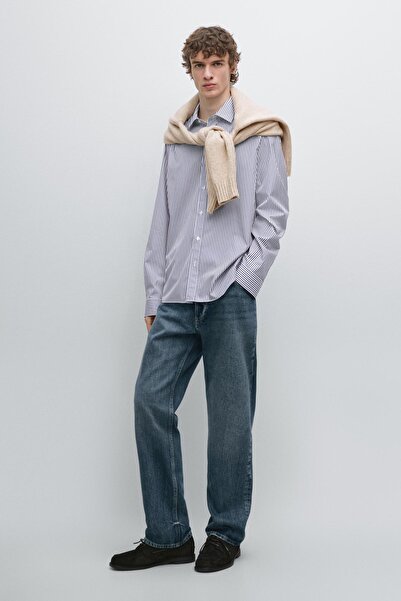 Massimo Dutti Regular fit çizgili poplin gömlek