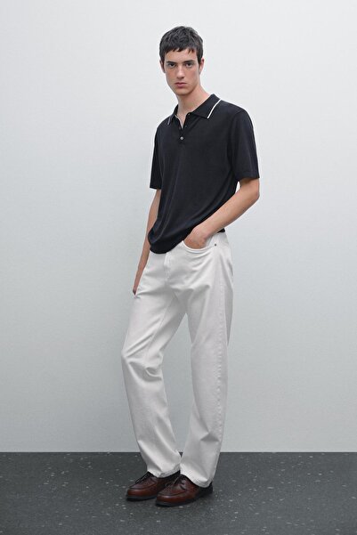 Massimo Dutti Renkli yaka detaylı triko polo t-shirt