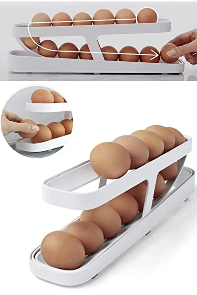 ulupazarlama حامل بيض أوتوماتيكي ذو طبقتين - منظم للثلاجة
