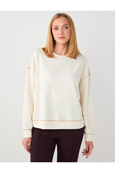 Jimmy Key Ecru Crew Neck Long Sleeve Modal Sweatshirt