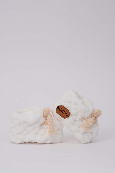 Bugula Hamile Hediyesi Panduf 0-3M Bal Köpüğü Fiyonklu Beyaz Unisex Yenidoğan...