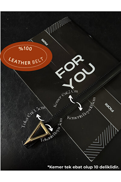 Fiori Hakiki Bombeli Deri Üçgen Tokalı Basic Kadın Pantolon Kemeri, Ceket Kem...