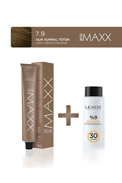 MAXX DELUXE Tüp Saç Boyası 100 ml- 30V Oksidan 7.9 Açık Kumral Tütün