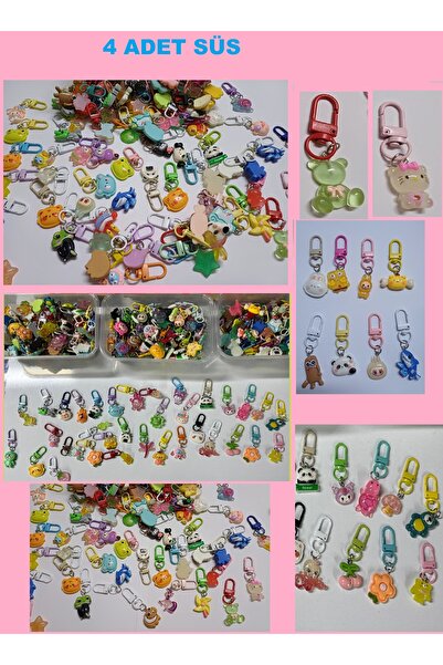 edu note en şekil 4 Adet Kawaii Sevimli Çanta Anahtarlık ve Fermuar Süsü Renk...