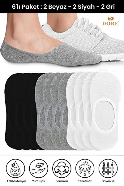 Dore Original 6 Pairs Anti-Slip Heeled Comfort Model Anti-Slip Silicone Heel Cotton 4 Season Ballet Socks