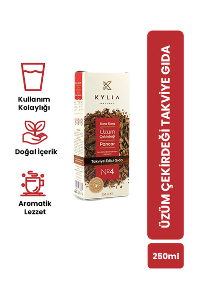 KYLİA Kınakına Üzüm Çekirdeği Pancar Ekstraktı - Şekersiz Doğal Takviye 250ml