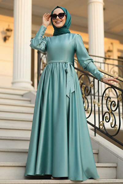 Neva Style Mint Tesettür Abiye Elbise 60801MINT