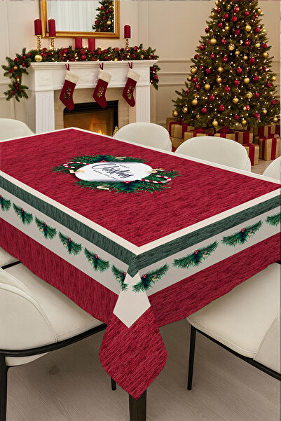 MonoHome Christmas Masa örtüsü Yılbaşı- 5D Dijital Tasarım Özel Dokuma Christmas