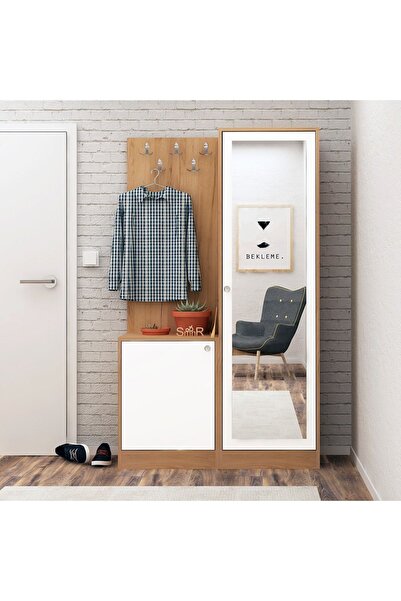 FUHO Pro Portmanto Meşe/beyaz Aynalı