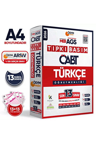 Karakutu Yayınları 2026 MEB-AGS ÖABT Türkçe Öğretmenliği ÖSYM Tıpkı Basım 13l...
