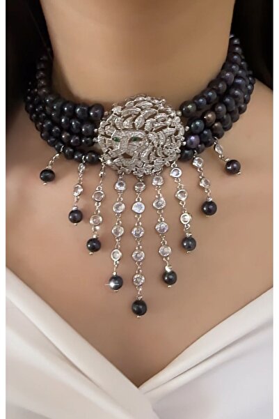 bycananturkoglu Özel Tasarım Doğal Hakiki Doğal Siyahınci Ithal Gümüş Choker ...