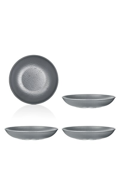 Külsan طقم أطباق عشاء ميلامين 23 سم 4 قطع باللون الرمادي